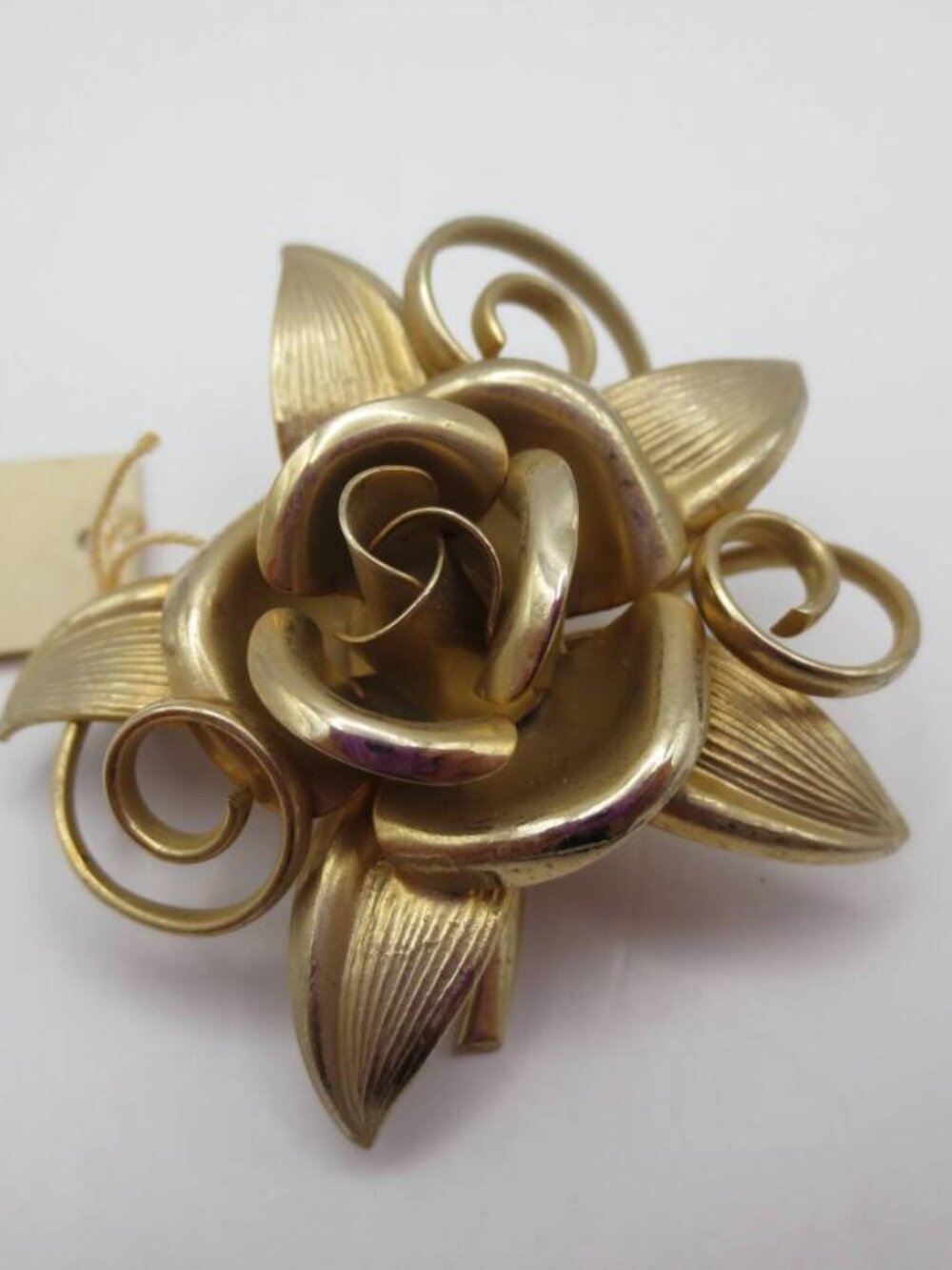 Vintage EMIE Flower Motif Gold Color Brooch with Tag